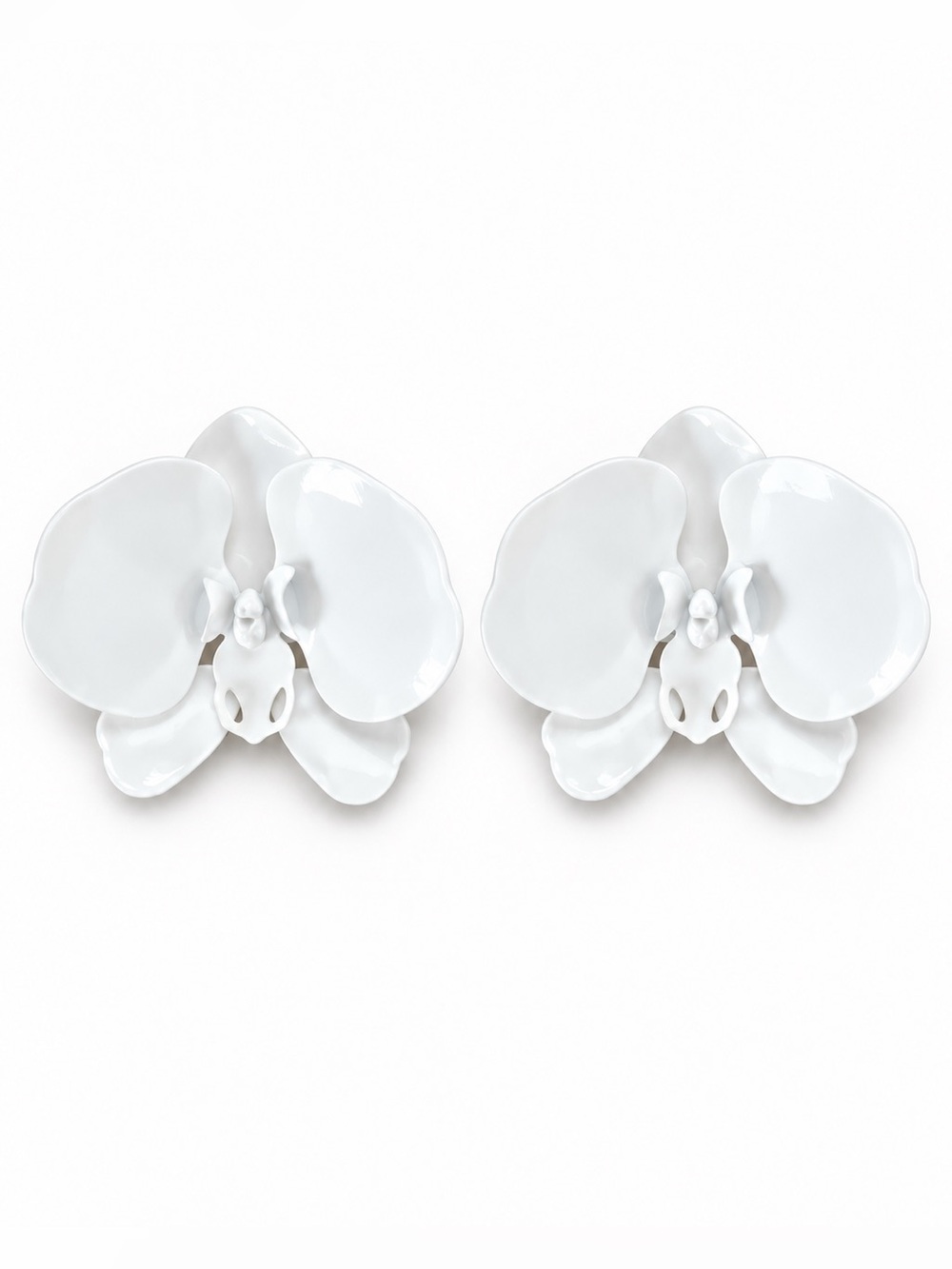 Zara Oversized White Orchid Sculptural Statement Earrings